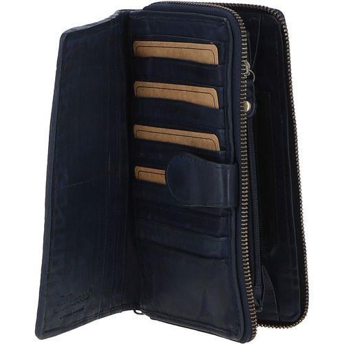 Vintage Woven Leather Zip Around 22 Card Coin Note Purse: D-84 Navy Blue NA - Ashwood Handbags - Modalova