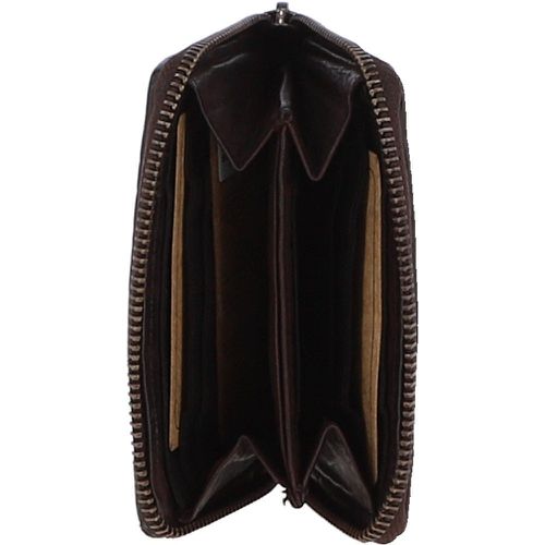 Vintage Woven Leather Zip Around 6 Card Coin Purse: D-80 Dark Brown NA - Ashwood Handbags - Modalova