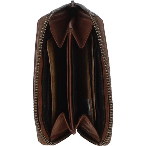 Vintage Woven Leather Zip Around 6 Card Coin Purse: D-80 Taupe NA - Ashwood Handbags - Modalova