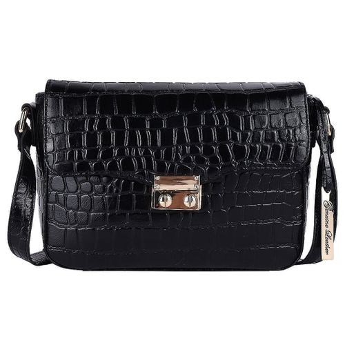 Apos;Elegance&apos; Croc Embossed Leather Cross Body Bag: C-50 Black/croc NA - Ashwood Handbags - Modalova