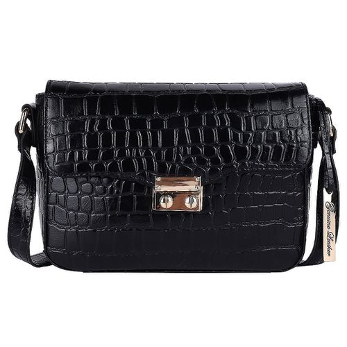 Elegance' Croc Embossed Leather Cross Body Bag: C-50 Black/croc NA - Ashwood Handbags - Modalova