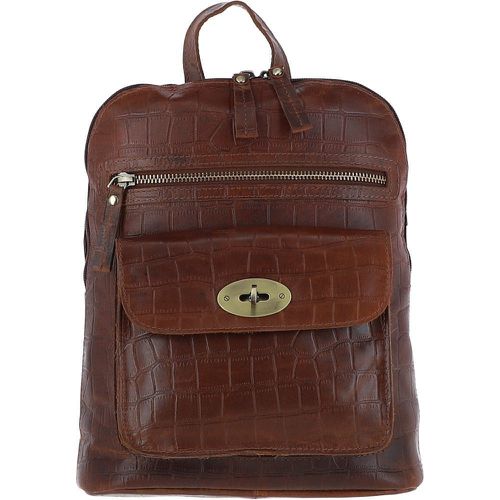 Ashwood Croc Print Leather Mini Backpack Cognac: L-75 Cognac NA - Ashwood Handbags - Modalova