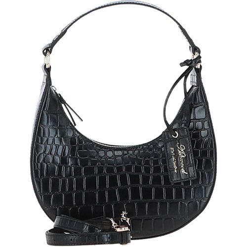 Apos;Chic&apos; Croc Embossed Leather Medium Saddle Shoulder Bag: 63791/C-59 Black/croc NA - Ashwood Handbags - Modalova