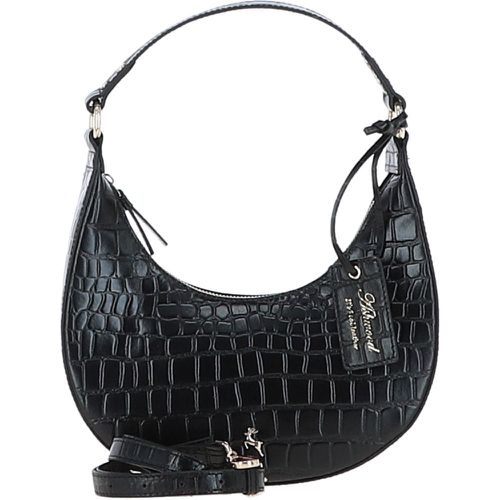 Chic' Croc Embossed Leather Medium Saddle Shoulder Bag: 63791 Black/croc NA - Ashwood Handbags - Modalova