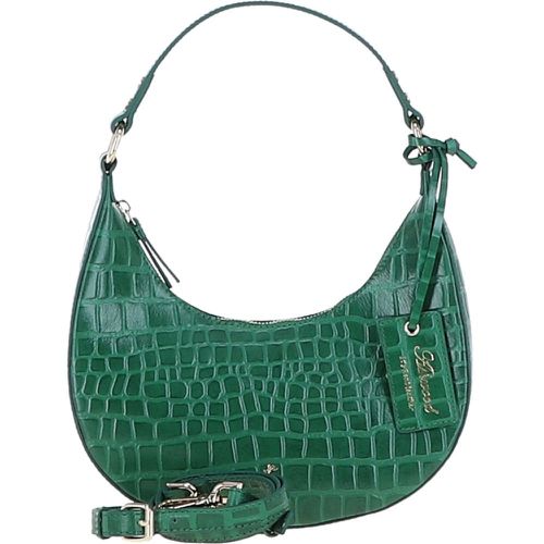 Chic' Croc Embossed Leather Medium Saddle Shoulder Bag: 63791 Green NA - Ashwood Handbags - Modalova