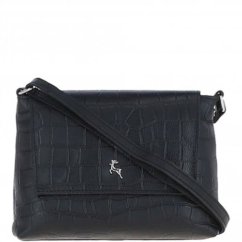 Rosea Flap Over Croc Print Real Leather Shoulder Bag: MC6 Black NA - Ashwood Handbags - Modalova