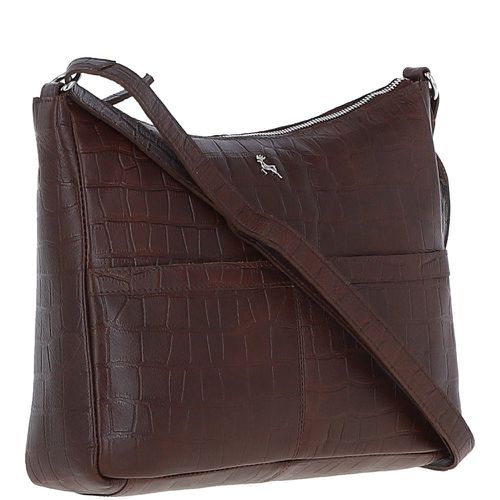 Vittoria Croc Print Leather Shoulder Bag: MC4 Brandy Brown NA - Ashwood Handbags - Modalova