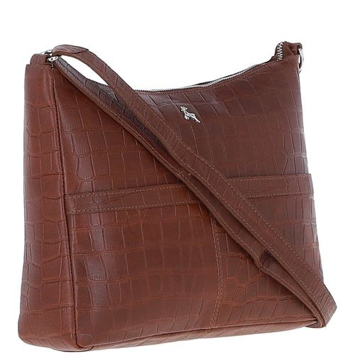 Vittoria Croc Print Leather Shoulder Bag: MC4 Cognac NA - Ashwood Handbags - Modalova