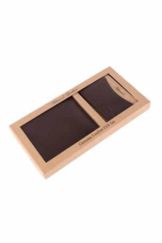 Men's RFID Leather Gift Set: Pilgrim French Nappa Brown NA - Ashwood Handbags - Modalova