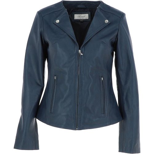 Apos;MB&apos; Real Leather Fashion Biker Jacket: MB139 Navy Blue 14 - Ashwood Handbags - Modalova