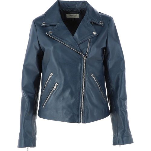 Leather Fashion Biker Jacket: G-Celia22 Navy Blue 12 - Ashwood Handbags - Modalova
