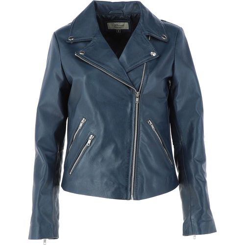 Leather Fashion Biker Jacket: G-Celia22 Navy Blue 18 - Ashwood Handbags - Modalova