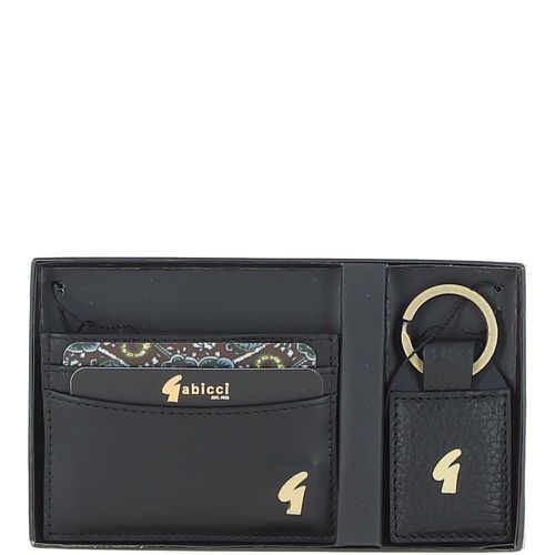 Real Leather Card Holder & Key Ring Gift Set: GB-303-GS Black NA - Ashwood Handbags - Modalova