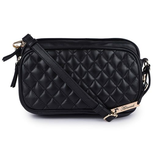 Bellezza Romana' Real Leather Twin Zip Quilted Crossbody Bag: 63624 Black NA - Ashwood Handbags - Modalova