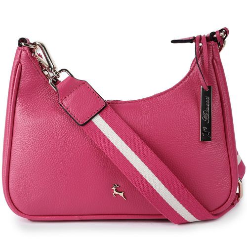 Apos;Bella Toscana&apos; Real Leather Crossbody Bag with Webbing Strap: 64296 Raspberry Sorbet NA - Ashwood Handbags - Modalova