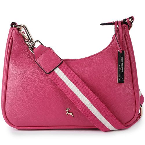 Bella Toscana' Real Leather Crossbody Bag with Webbing Strap: 64296 Raspberry Sorbet NA - Ashwood Handbags - Modalova