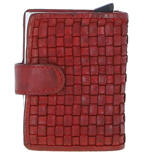 La Perfetto' Metal & Woven Leather Card Wallet Case: D-10W Red NA - Ashwood Handbags - Modalova