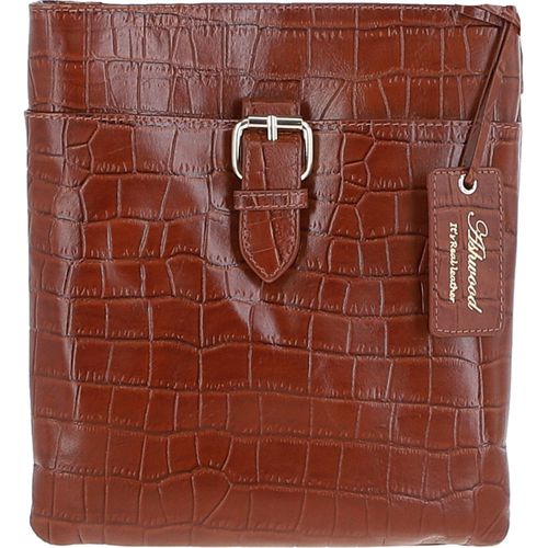 Womens Small Zip Top Leather Cross Body Bag: TAB Cognac/croc NA - Ashwood Handbags - Modalova