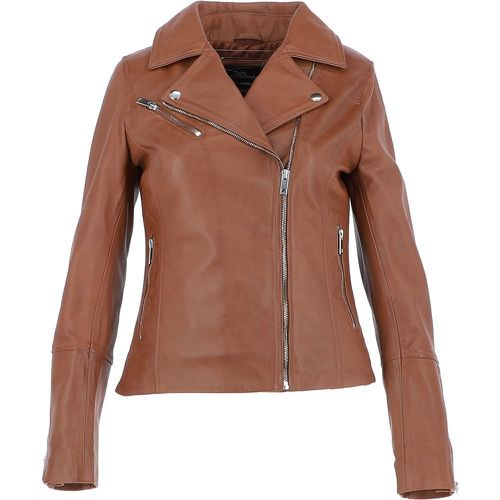 Chiara' Ladies Mandarin Collar Leather Biker Jacket: AWL-80 Tan 10 - Ashwood Handbags - Modalova
