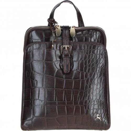 Croc-Embossed Leather Backpack: 21-027 Brown/Croc NA - Ashwood Handbags - Modalova