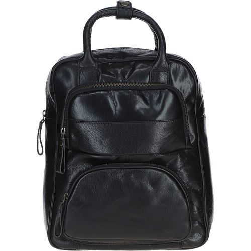 Compact Leather Backpack with Front Zip Pockets: TL-006 Black NA - Ashwood Handbags - Modalova