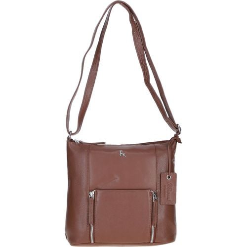 Practical Extending Pocket Leather Shoulder Bag: Donegal Cognac NA - Ashwood Handbags - Modalova