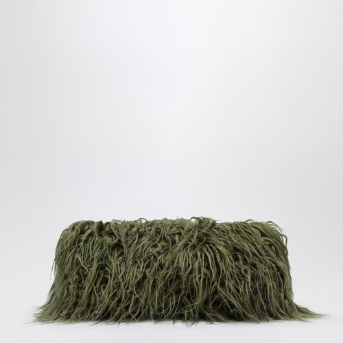 Crisp olive green furry clutch bag - Dries Van Noten - Modalova