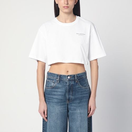 T-shirt cropped bianca con logo - Philosophy - Modalova