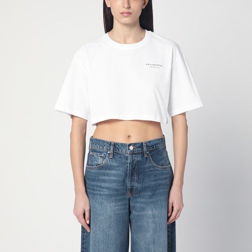 Weißes Cropped T-Shirt mit Logo - Philosophy - Modalova