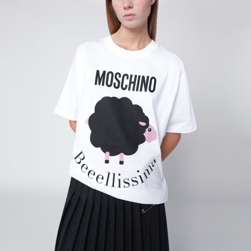 T-shirt bianca con stampa logo - Moschino - Modalova