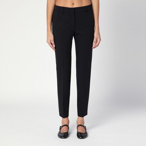 Pantalone slim nero in misto lana - QUELLEDUE - Modalova