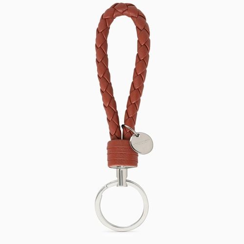 Brown keyring in woven leather - Bottega Veneta - Modalova