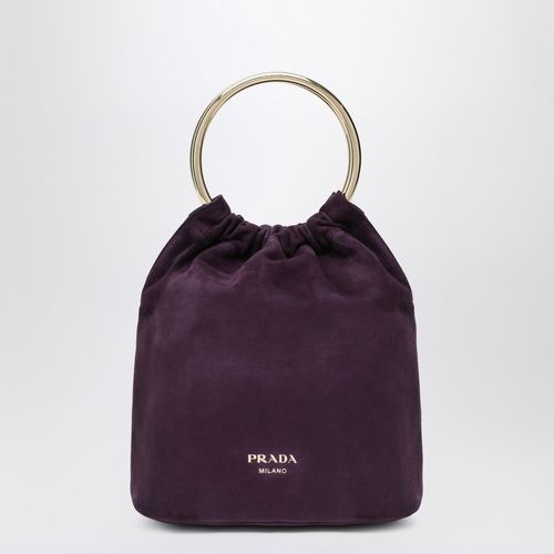 Borsa a secchiello mini color prugna in suede - Prada - Modalova