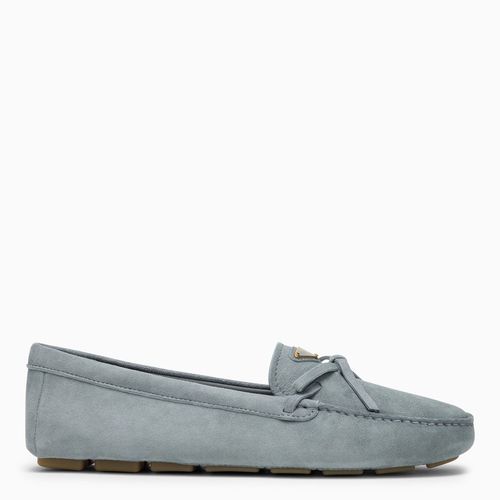 Astral blue suede loafer with logo - Prada - Modalova