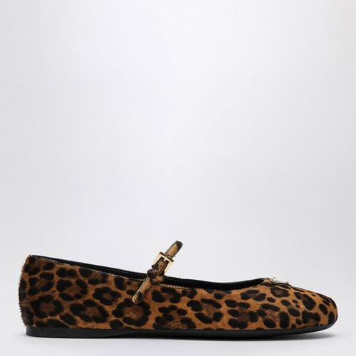 Printed leather ballerina with logo - Prada - Modalova