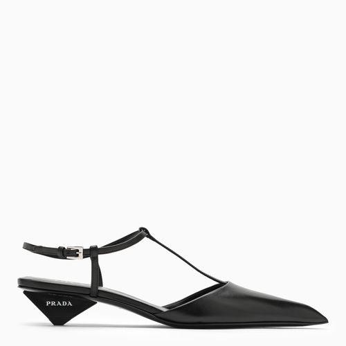 Black leather slingback décolleté - Prada - Modalova