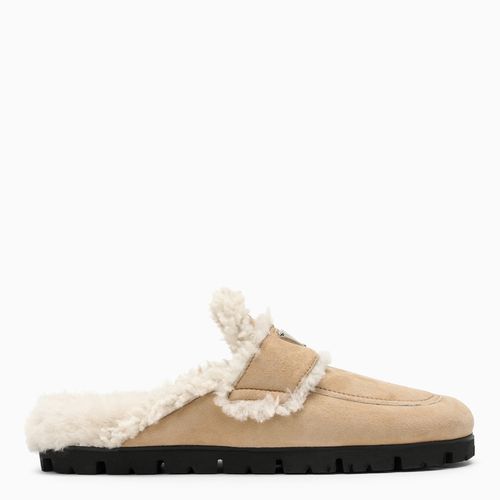 Ecrù shearling mules - Prada - Modalova