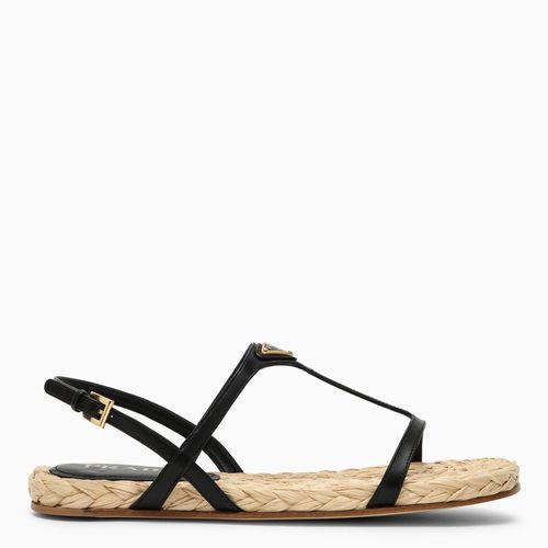 Low black leather sandal with logo - Prada - Modalova