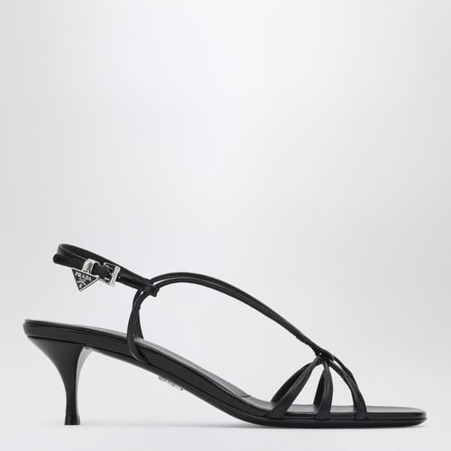 Black leather sandal with heel - Prada - Modalova