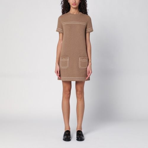 Camel-coloured cashmere short dress - Prada - Modalova