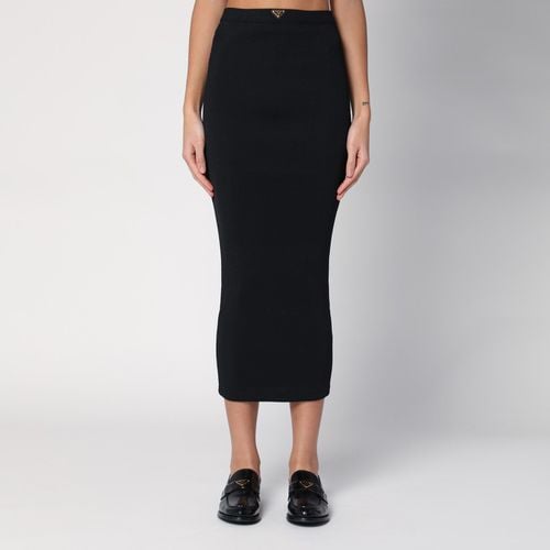 Black ribbed jersey skirt - Prada - Modalova