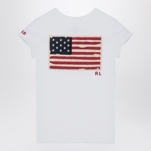 T-Shirt mit Rundhalsausschnitt aus Baumwolle mit Flaggenaufnäher - Polo Ralph Lauren - Modalova