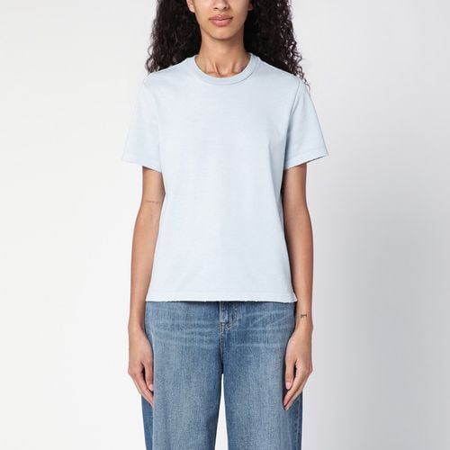 Light blue cotton T-shirt with wear - Prada - Modalova