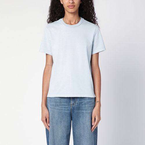 T-shirt azzurra in cotone con usure - Prada - Modalova