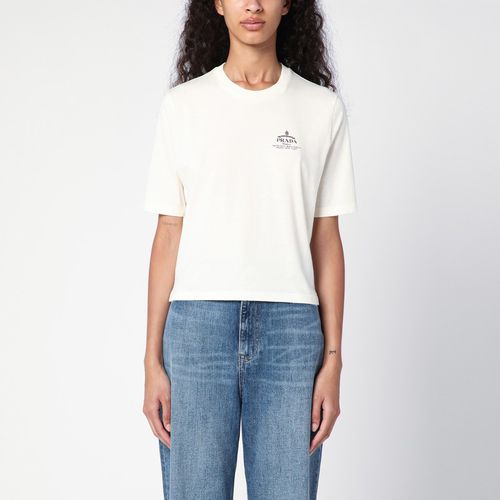 Ivory cotton T-shirt with logo - Prada - Modalova