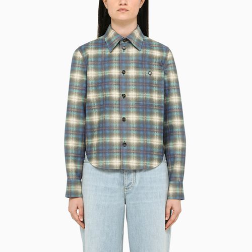 Giacca-camicia in pelle motivo tartan - Bottega Veneta - Modalova