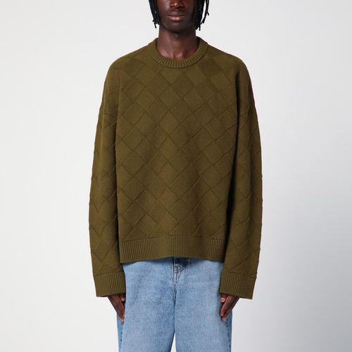 Olivgrüner Pullover mit Flechtmotiv - Bottega Veneta - Modalova