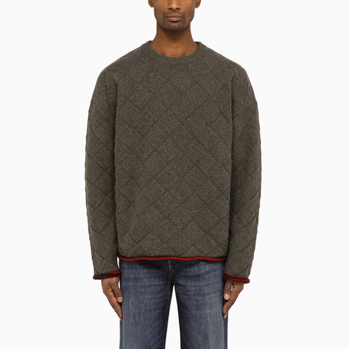 Grauer Pullover mit Rundhalsausschnitt und Flechtmuster - Bottega Veneta - Modalova