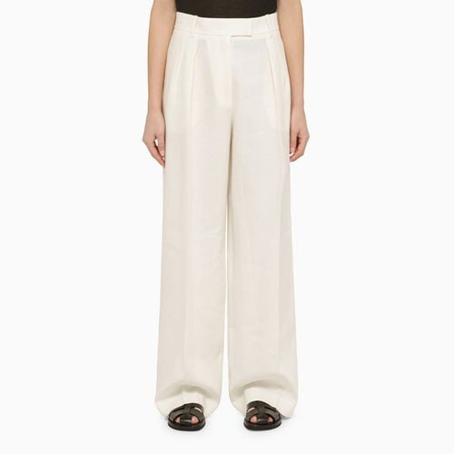 White linen wide trousers - The Row - Modalova