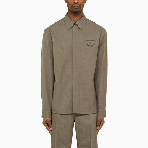 Camicia in twill di lana grigia - Bottega Veneta - Modalova